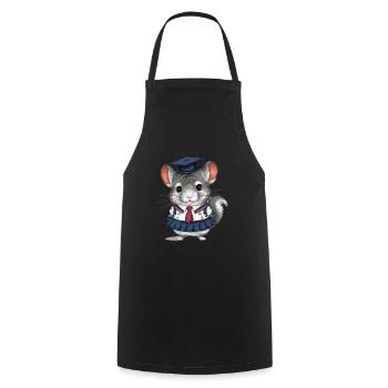 Dessin animé Kawaii Chinchilla avec uniforme scolaire - Tablier de cuisine - noir - Devant - AI Model Male 185 dark (185cm)