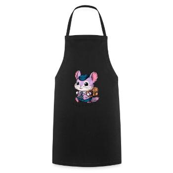 Dessin animé Kawaii Chinchilla avec uniforme scolaire - Tablier de cuisine - noir - Devant - AI Model Male 185 dark (185cm)