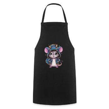 Cartoon Kawaii Mouse with Dragon Outfit - Cooking Apron - black - Front - AI Model Male 185 dark (185cm)