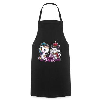 Kawaii unicorn playing chess with chess pieces - Cooking Apron - black - Front - AI Model Male 185 dark (185cm)