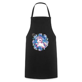 Licorne Kawaii avec des roses - Tablier de cuisine - noir - Devant - AI Model Male 185 dark (185cm)