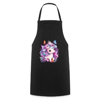 Licorne Kawaii avec des papillons - Tablier de cuisine - noir - Devant - AI Model Male 185 dark (185cm)
