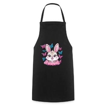 Kawaii Hase mit Schmetterlingen - Kochschürze - Schwarz - Vorne - AI Model Male 185 dark (185cm)