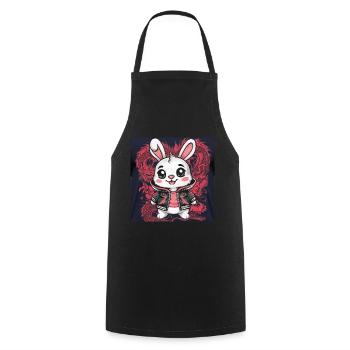 Lapin Kawaii de dessin animé avec tenue de dragon cool - Tablier de cuisine - noir - Devant - AI Model Male 185 dark (185cm)