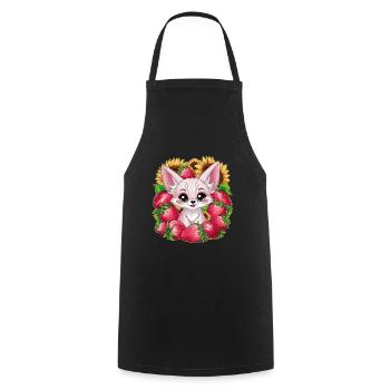Fennec Desert Fox with Tulips and Lemons - Cooking Apron - black - Front - AI Model Male 185 dark (185cm)