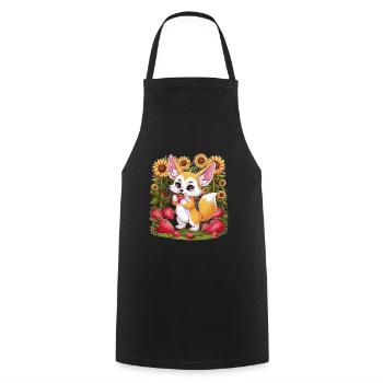 Fennec Desert Fox with Tulips and Lemons - Cooking Apron - black - Front - AI Model Male 185 dark (185cm)