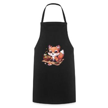 Kawaii Fox with Cherries Colorful Lunch Box - Cooking Apron - black - Front - AI Model Male 185 dark (185cm)