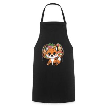 Kawaii Fox with Cherries Colorful Lunch Box - Cooking Apron - black - Front - AI Model Male 185 dark (185cm)