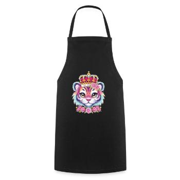 Kawaii tiger with pretty lion outfit. - Cooking Apron - black - Front - AI Model Male 185 dark (185cm)