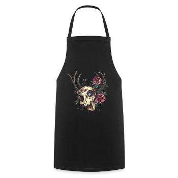 Wendigo Blumen Schädel Wild - Kochschürze - Schwarz - Vorne - AI Model Male 185 dark (185cm)