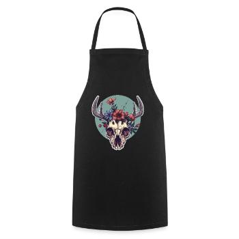 Wendigo Blumen Schädel Wild - Kochschürze - Schwarz - Vorne - AI Model Male 185 dark (185cm)
