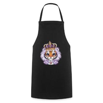 Kawaii tiger with magnificent crown - Cooking Apron - black - Front - AI Model Male 185 dark (185cm)