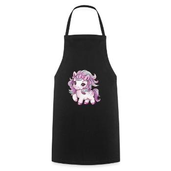 Kawaii Einhorn mit Schleife im Haar - Kochschürze - Schwarz - Vorne - AI Model Male 185 dark (185cm)