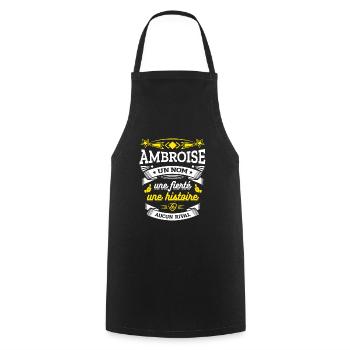 AMBROISE UN NOM UNE FIERTÉ AUCUN RIVAL - Tablier de cuisine - noir - Devant - AI Model Male 185 dark (185cm)