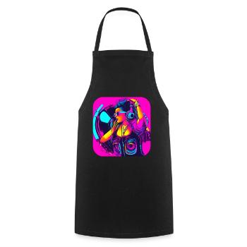Mixtape de fête de devise des années 80 - Tablier de cuisine - noir - Devant - AI Model Male 185 dark (185cm)