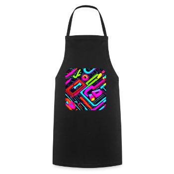 Retro vintage 80s Pop Culture Party - Cooking Apron - black - Front - AI Model Male 185 dark (185cm)