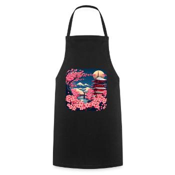 Japan World Tour Temples Culture - Cooking Apron - black - Front - AI Model Male 185 dark (185cm)