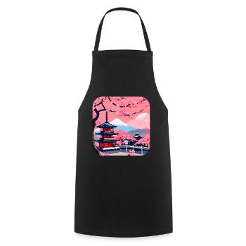 Japan World Tour Temples Culture - Cooking Apron - black - Front - AI Model Male 185 dark (185cm)