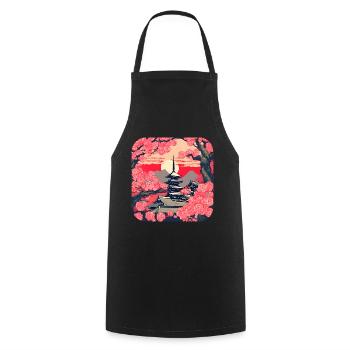 Temples Japan Culture World Tour - Cooking Apron - black - Front - AI Model Male 185 dark (185cm)