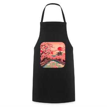 Tokyo Temple Cherry Blossom World Tour - Cooking Apron - black - Front - AI Model Male 185 dark (185cm)