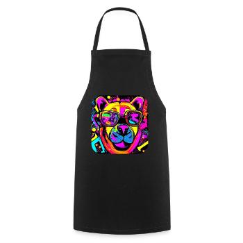 Enseigne au néon style ours - Tablier de cuisine - noir - Devant - AI Model Male 185 dark (185cm)