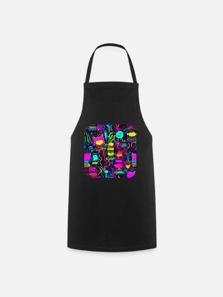 Neon Vintage Glow UV Style - Kochschürze - Schwarz