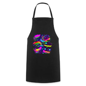 Neon Abstract Style Trend UV - Cooking Apron - black - Front - AI Model Male 185 dark (185cm)