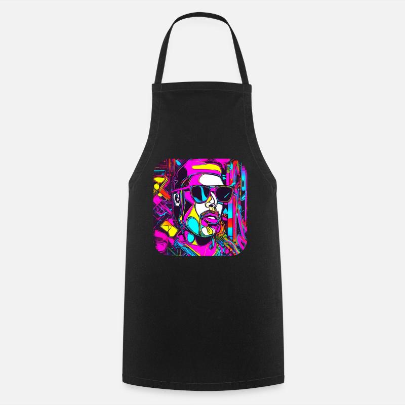 Neon Style UV Glow Party Trend - Cooking Apron - black