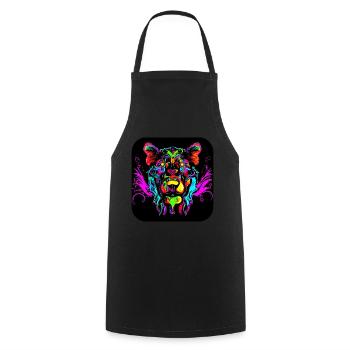 Neon Cyberglow UV Abstract Style - Cooking Apron - black - Front - AI Model Male 185 dark (185cm)