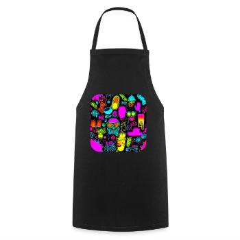 Neon Abstract Style Trend Glow Party - Cooking Apron - black - Front - AI Model Male 185 dark (185cm)