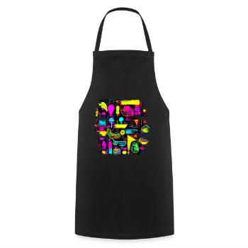 Neon Creative Cyberglow Modern Style - Cooking Apron - black - Front - AI Model Male 185 dark (185cm)