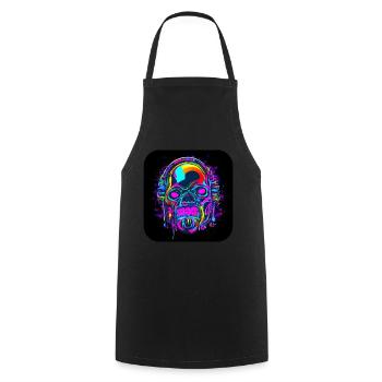 Neon Schädel Abstrakt Cyberpunk Style - Kochschürze - Schwarz - Vorne - AI Model Male 185 dark (185cm)