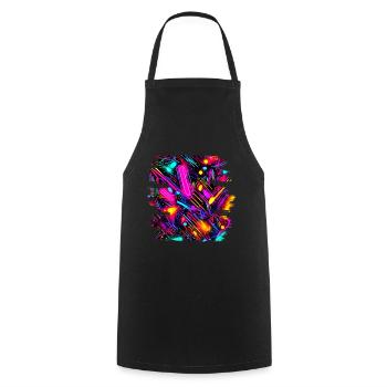 Neon Farben Bunt Kreativ Style Glow - Kochschürze - Schwarz - Vorne - AI Model Male 185 dark (185cm)