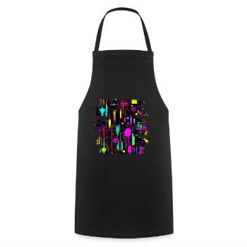 Neon Farben Bunt Kreativ Style Glow - Kochschürze - Schwarz - Vorne - AI Model Male 185 dark (185cm)