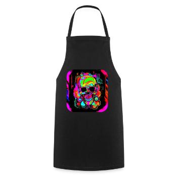 Neon Style Skull Neon Sign Glow - Cooking Apron - black - Front - AI Model Male 185 dark (185cm)