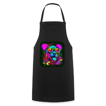 Neon Style Bear Neon Sign Glow - Cooking Apron - black - Front - AI Model Male 185 dark (185cm)