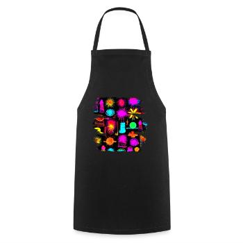 Néon coloré Glow Party Electro - Tablier de cuisine - noir - Devant - AI Model Male 185 dark (185cm)