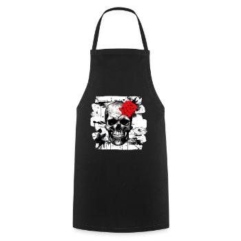 Skull Tattoo Heavy Metal Rocker - Cooking Apron - black - Front - AI Model Male 185 dark (185cm)