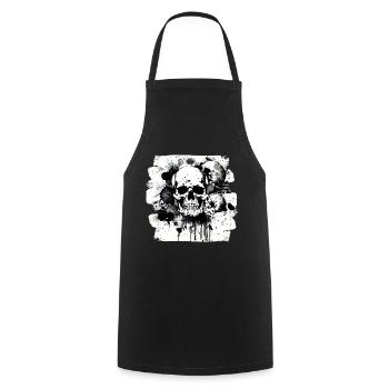 Totenkopf Trash Polka Heavy Metal - Kochschürze - Schwarz - Vorne - AI Model Male 185 dark (185cm)