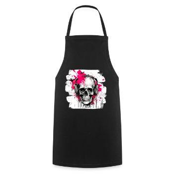 Skull Tattoo Heavy Metal Rocker - Cooking Apron - black - Front - AI Model Male 185 dark (185cm)