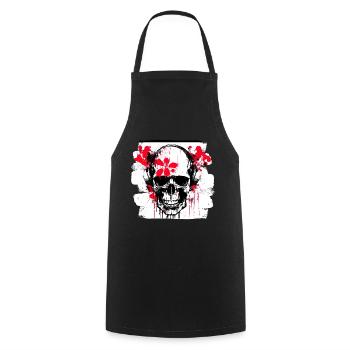 Totenschädel Splash Trash Polka Tattoo - Kochschürze - Schwarz - Vorne - AI Model Male 185 dark (185cm)