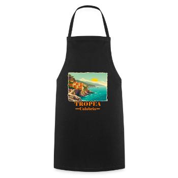 Tropea Calabria orange - Cooking Apron - black - Front - AI Model Male 185 dark (185cm)