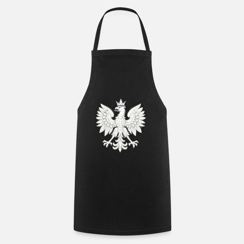 Pologne Polska Aigle drapeau blanc Drapeau Cadeau - Tablier de cuisine - noir