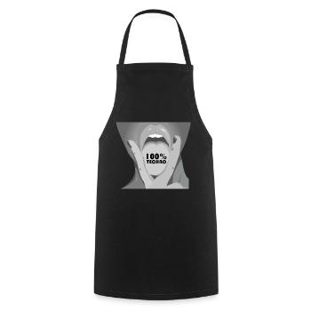 Techno 100% Rave Music 120 BPM Hardstyle Tongue - Cooking Apron - black - Front - AI Model Male 185 dark (185cm)