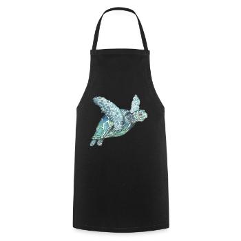 watercolor turtle - Cooking Apron - black - Front - AI Model Male 185 dark (185cm)
