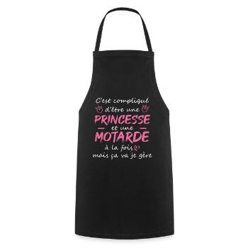 C'est compliqué d'être une princesse Motarde - Tablier de cuisine - noir - Devant - AI Model Male 185 dark (185cm)