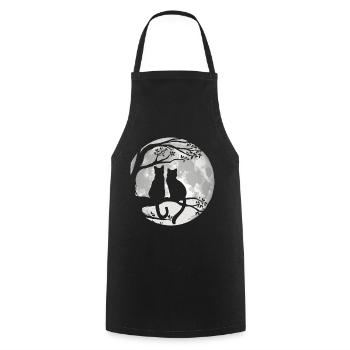 Chats sur arbre au clair de lune - Cher chat - Tablier de cuisine - noir - Devant - AI Model Male 185 dark (185cm)