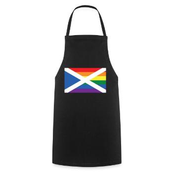 Gay Pride LGBTQ Scottish Saltire Rainbow Flag - Tablier de cuisine - noir - Devant - AI Model Male 185 dark (185cm)