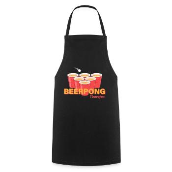 Beerpong - Trinkspiel - Kochschürze - Schwarz - Vorne - AI Model Male 185 dark (185cm)