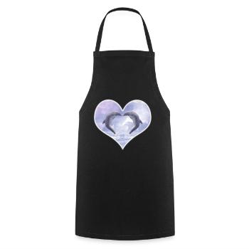Embrasser les dauphins - Tablier de cuisine - noir - Devant - AI Model Male 185 dark (185cm)